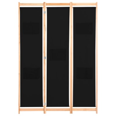 Paravent s&eacute;parateur de pi&egrave;ce cloison de s&eacute;paration d&eacute;coration meuble 3 panneaux noir 120x4 cm tissu