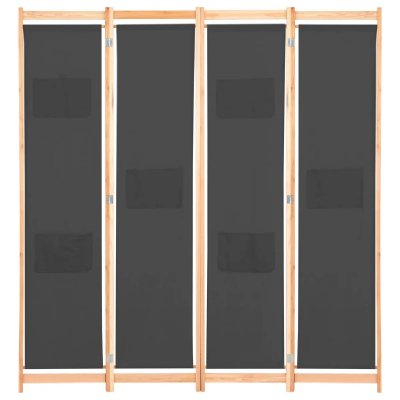 Paravent s&eacute;parateur de pi&egrave;ce cloison de s&eacute;paration d&eacute;coration meuble 4 panneaux gris 160x4 cm tissu