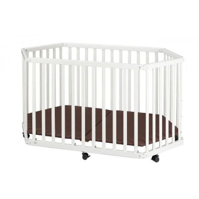 TISSI Parc b&eacute;b&eacute; pliant en hetre massif blanc 84 x 143 x 75 cm 100029