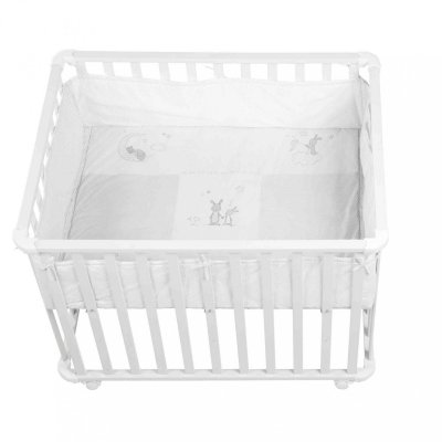 ROBA Parc b&eacute;b&eacute; rectangulaire fox and bunny en bois blanc - 75x100 cm