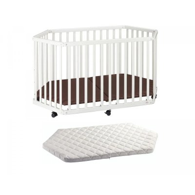 TISSI Parc B&eacute;b&eacute; -  - Parc Playpen Blanc - Pliable - Matelas Assorti - H&ecirc;tre Massif Blanc