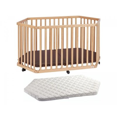 TISSI Parc playpen bois naturel avec matelas 100028+100023