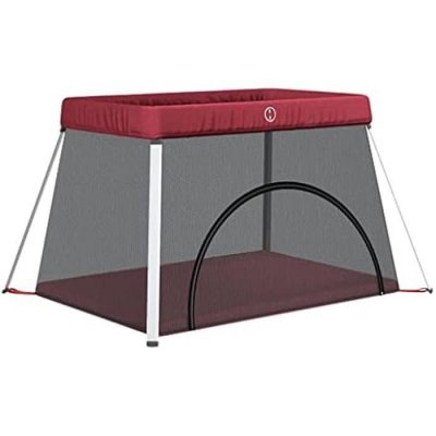 VIDAXL Parc Pour B&eacute;b&eacute; Avec Matelas Rouge Tissu De Lin  