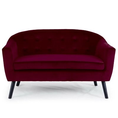 GENERIQUE Paris Prix - Canap&eacute; Scandinave Velours lopy 129cm Bordeaux