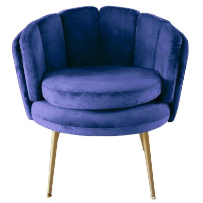 COTECOSY Paris Prix - Fauteuil Arrondi En Velours sibut 80cm Bleu