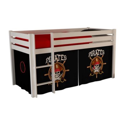 PARIS PRIX  - Lit Enfant pino Pirates Ii 90x200cm Blanc