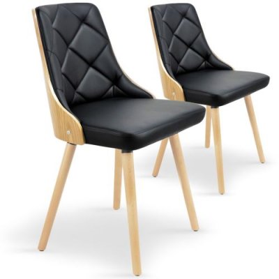 Paris Prix - Lot De 2 Chaises Scandinave cargo 79cm Ch&ecirc;ne & Noir