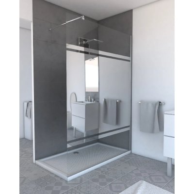 AURLANE Paroi de douche &agrave; l'italienne avec bande miroir - 200x140cm