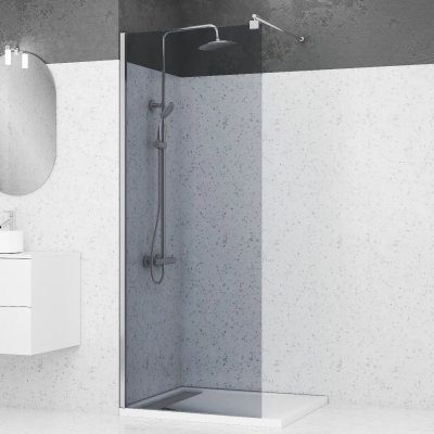 AURLANE Paroi douche &agrave; l'italienne - Verre fum&eacute; - 80x200cm