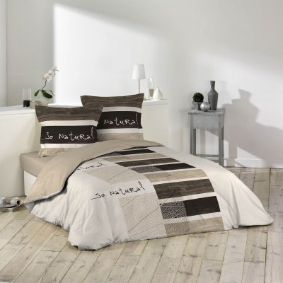 DOUCEUR D INTERIEUR Parure 3 p. 240 x 220 cm imprime 42 fils allover so natural - Imprim&eacute;