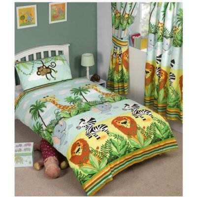 ARGOFIELD Parure de lit Jungle safari Housse de couette et taie 1 personne