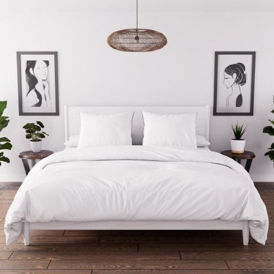 INTEMPOREL Parure de lit unie Boh&egrave;me blanc 260x240 cm - Blanc - Soleil d'Ocre