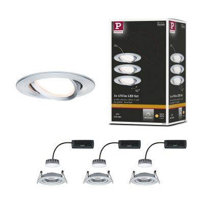 PAULMANN  3 Slim Coin, inclinable, dimmable, alu