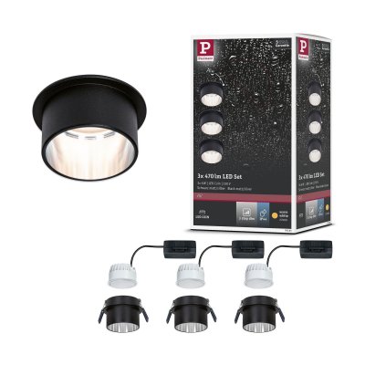 PAULMANN  Gil LED encastrable noir mat/fer, par 3