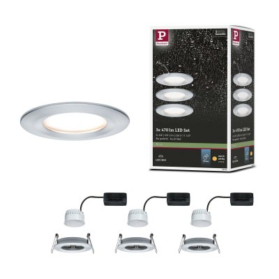 PAULMANN  Nova 3 spots encastr&eacute;s LED rond fixe alu