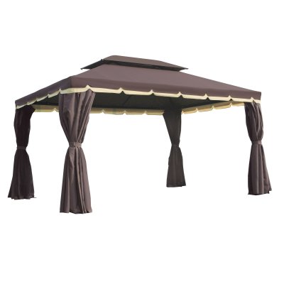 OUTSUNNY Pavillon de jardin 3,9L x 2,9l x 2,8H m chocolat