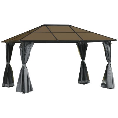 OUTSUNNY Pavillon de jardin dim. 4L x 3l x 2,65H m alu. m&eacute;tal polycarbonate