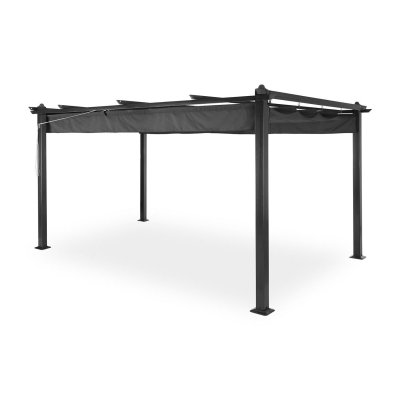 BLUMFELDT Pavillon Pantheon Pergola auvent 3x4m aluminium Parasol Polyester - gris