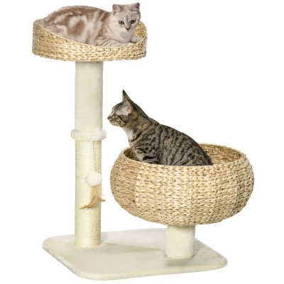 PAWHUT  - Arbre &agrave; chat - Panneau de particules - 48x48x72cm - Beige