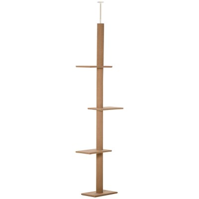 PAWHUT  - Arbre &agrave; Chat - Panneaux de Particule - 43x27x260cm - Marron