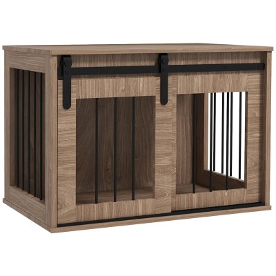 PAWHUT  - Cage pour chien - Panneau de particules - 80x54x57cm - Marron