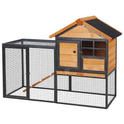 PAWHUT  - clapier - Bois de sapin - 122x63x92cm - Orange