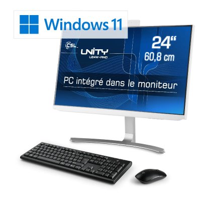 CSL COMPUTER PC tout-en-un CSL Unity U24W-AMD / 3200G / 500 Go / 8 Go RAM / Windows 11 Pro