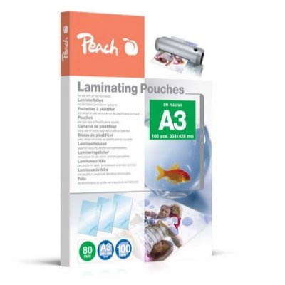 PEACH  Laminating Pouches A3, 80 mic, Glossy, PP580-01, Set of 100