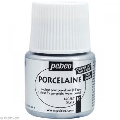 PEBEO  150 Porcelaine flacons de peinture sur porcelaine Argent&eacute; 45 ml