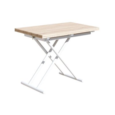 Pegane Table basse relevable rectangulaire - Ch&ecirc;ne blanc