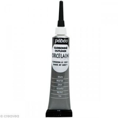 PEBEO Peinture &agrave; l'eau brillante pour porcelaine - gris - 20 ml 036-010