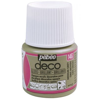 PEBEO Peinture acrylique opaque brillante - gris moyen - 45 ml 092-146