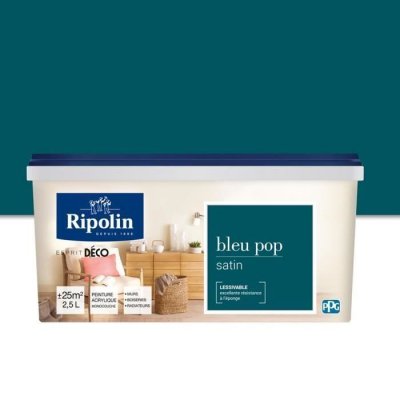 RIPOLIN Peinture acrylique  ESPRIT DECO monocouche satin 2L5 bleu pop