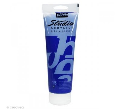 PEBEO Peinture acrylique transparente - bleu fonc&eacute; - 250 ml 169-015