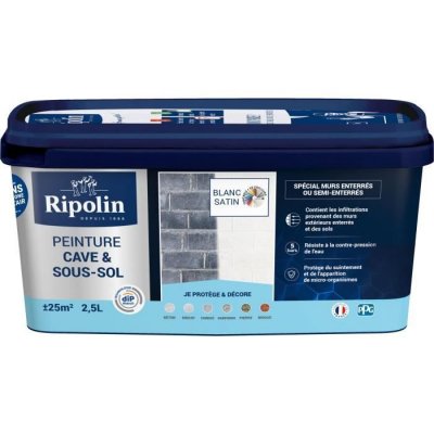 RIPOLIN Peinture cave sous-sol Blanc Satin Pot 2.5l