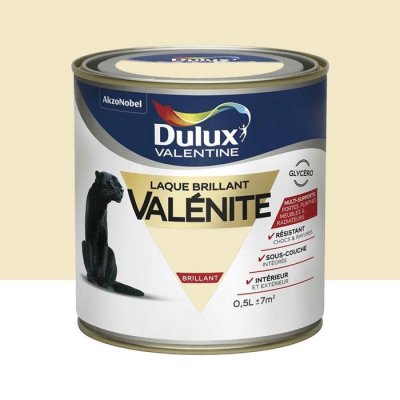 DULUX VALENTINE Peinture  Laque Val&eacute;nite Brillant Blanc Cass&eacute; 0,5l