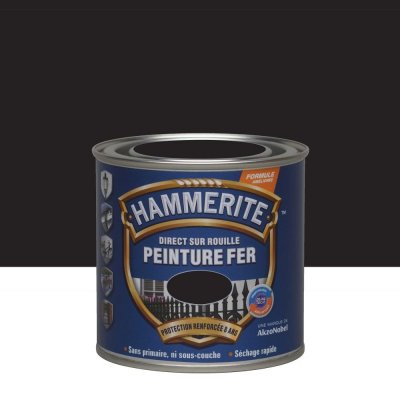 HAMMERITE Peinture fer ext&eacute;rieur Direct sur rouille  noir 0.25 l