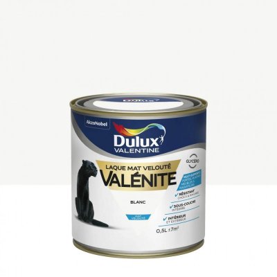 DULUX VALENTINE Peinture laque pour boiseries Val&eacute;nite  mat blanc 0 5L