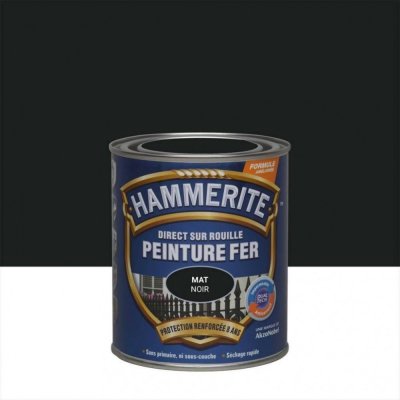 HAMMERITE Peinture m&eacute;tal direct sur rouille  mat noir ferronnerie 0 75L