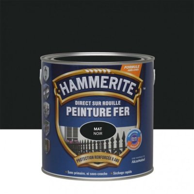 HAMMERITE Peinture m&eacute;tal direct sur rouille  mat noir ferronnerie 2 5L