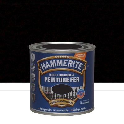 Peinture m&eacute;tal direct sur rouille Hammerite mat noir ferronnerie 250ml