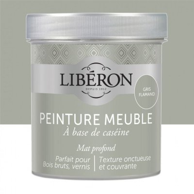 LIBERON Peinture meuble et boiserie Cas&eacute;ine LIB&Eacute;RON gris flamant mat 0.5 l
