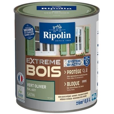 RIPOLIN Peinture  EXTREME BOIS microporeuse satin 0.5 L vert olivier