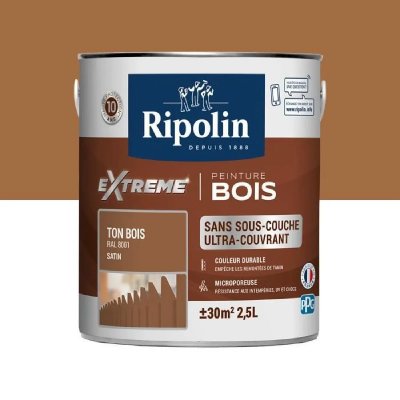RIPOLIN Peinture  EXTREME BOIS microporeuse satin 2L5 bois