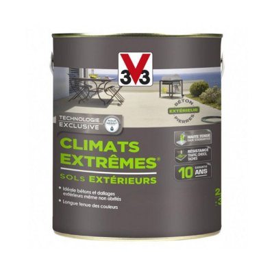 V33 Peinture sols ext&eacute;rieurs  climats extr&ecirc;mes satin 2,5L (carbone)