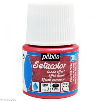 PEBEO Peinture textile setacolor opaque effet daim - rose poudr&eacute; - 45 ml #0