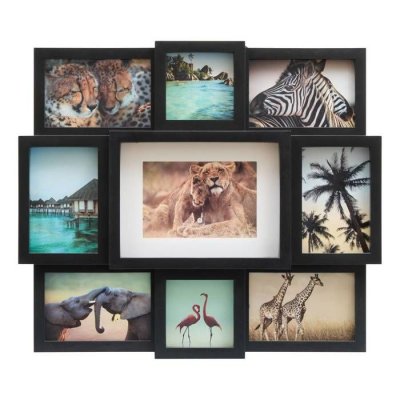 ATMOSPHERA CREATEUR D INTERIEUR P&ecirc;le-m&ecirc;le Multivues 9 photos Cadre Noir 48 x 42 cm