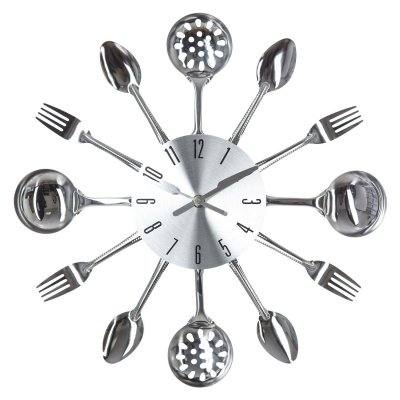 Pendule m&eacute;tal ustensiles D38 Atmosphera cr&eacute;ateur d'int&eacute;rieur - Argent