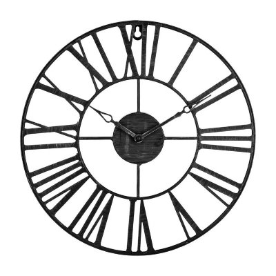 Pendule murale en m&eacute;tal Vintage Industriel noir D 36,5 cm