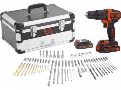 BLACK & DECKER Perceuse a percussion 18 v avec 2 batteries et 80 accessoires en coffret BDC718AS2FQW